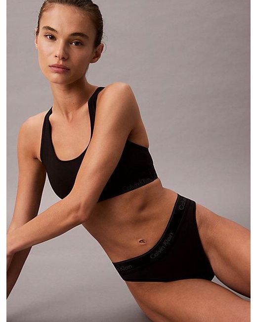 Calvin Klein Black High Leg Tanga Icon Cotton Modal