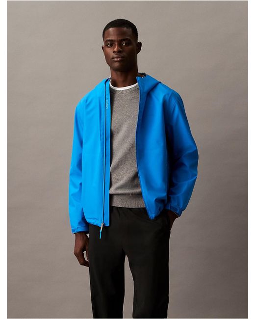 Calvin Klein Blue Tech Shell Hooded Jacket for men