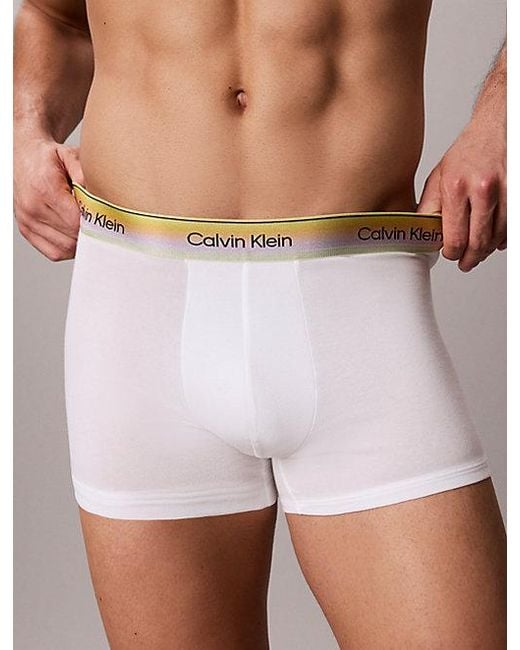Calvin Klein White Trunks Icon Cotton Stretch Pride for men