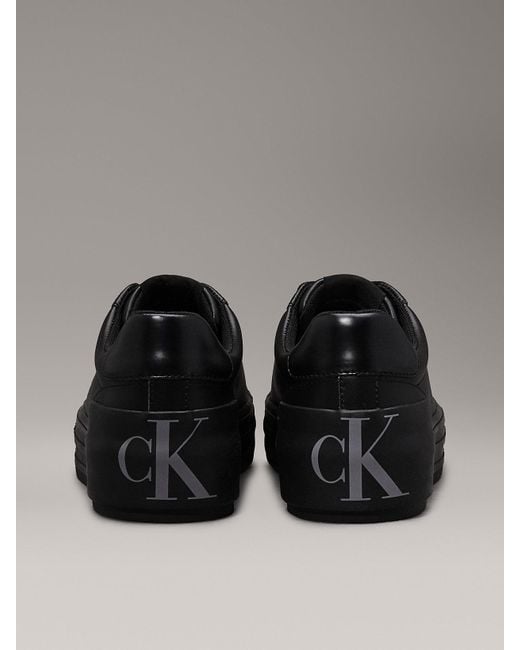 Calvin Klein Black Leather Platform Trainers