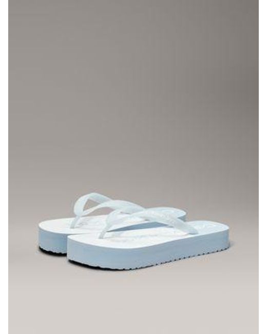 Calvin Klein Gray Plateau-Flip-Flops