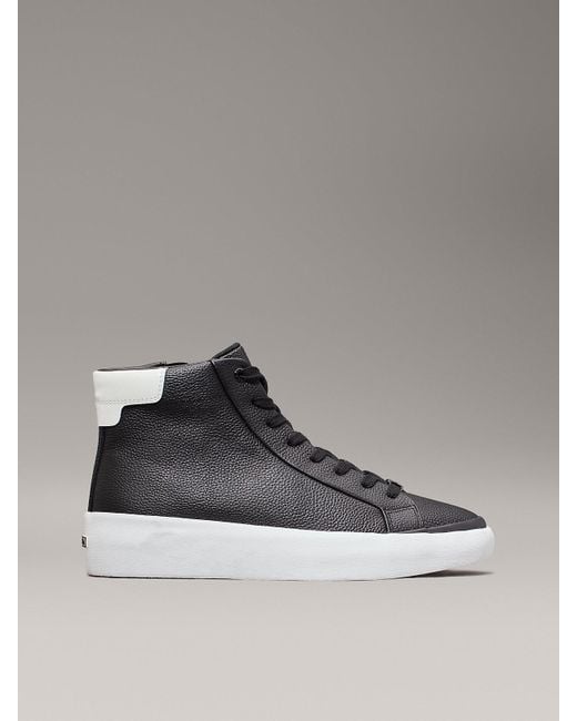 Calvin Klein Gray Leather High-Top Trainers