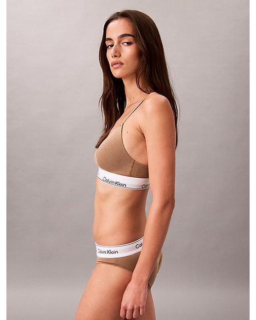 Calvin Klein Brown Lightly Lined Triangle Bralette Icon Cotton Modal
