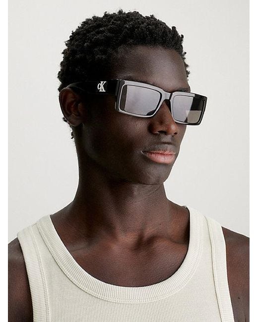 Calvin Klein Black Jeans Rectangle Sunglasses Ckj23623S for men