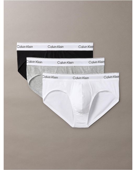 Calvin Klein White Icon Cotton Stretch 3-Pack Hip Brief for men