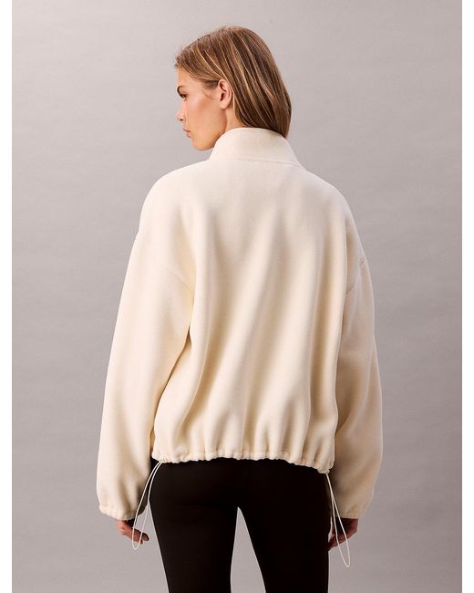 Calvin Klein Natural Relaxed Fleece Mock Neck Jacket