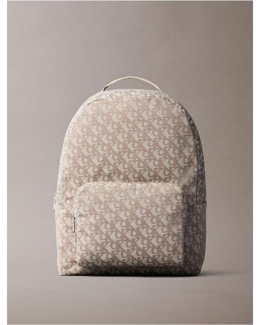 Calvin Klein Monogram Jacquard Zip Backpack in Natural for  display picture 2