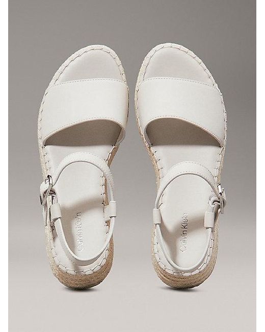 Calvin Klein Metallic Leather Espadrille Platform Sandals