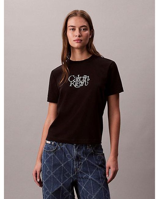 Calvin Klein Black Jeans Script Logo Graphic Slim T-Shirt