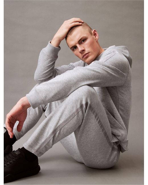 Calvin Klein Gray Logo Tape Knit Sweatpants for men