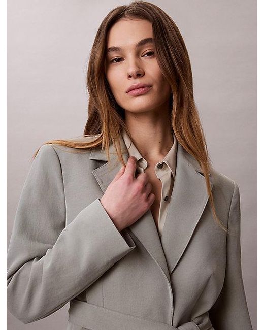 Calvin Klein Brown Casual Twill Belted Blazer