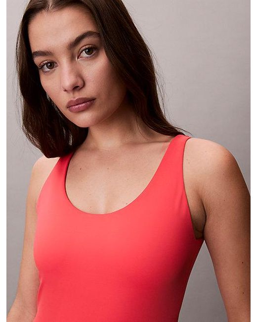 Calvin Klein Pink Scoop Back Swimsuit Ck Icon