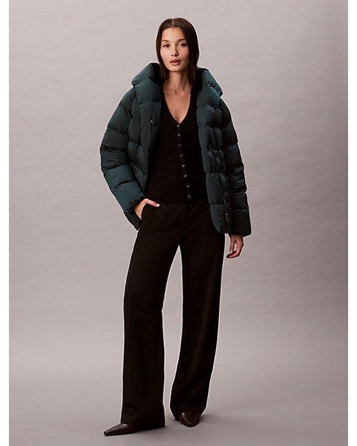 Calvin Klein Glans Wikkel-Pufferjack in het Black