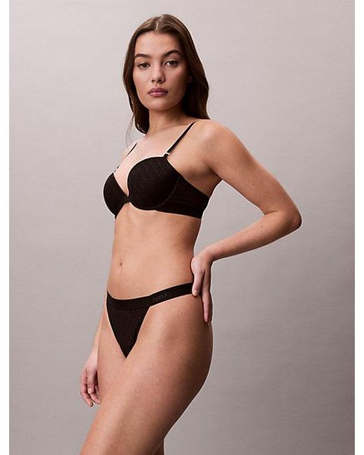 Calvin Klein White Thong Microfibre Lace