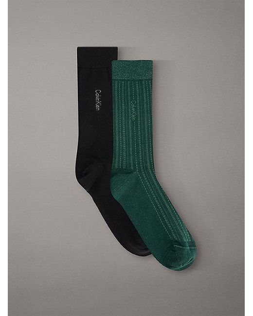 Calvin Klein Green 2 Pack Soft Stretch Stripe Crew Socks for men