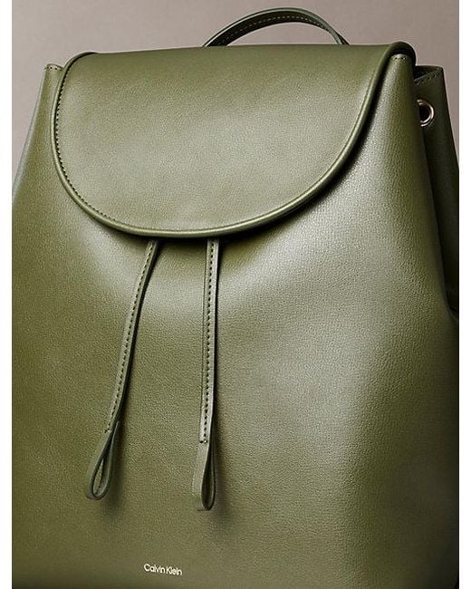 Calvin Klein Green Large Foil Logo Flap Backpack