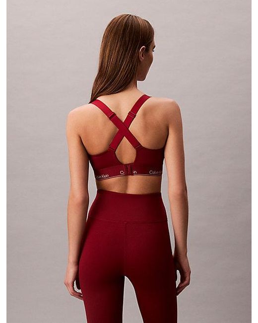 Calvin Klein Ademende Sneldrogende Sportbeha Met Hoge Impact in het Red