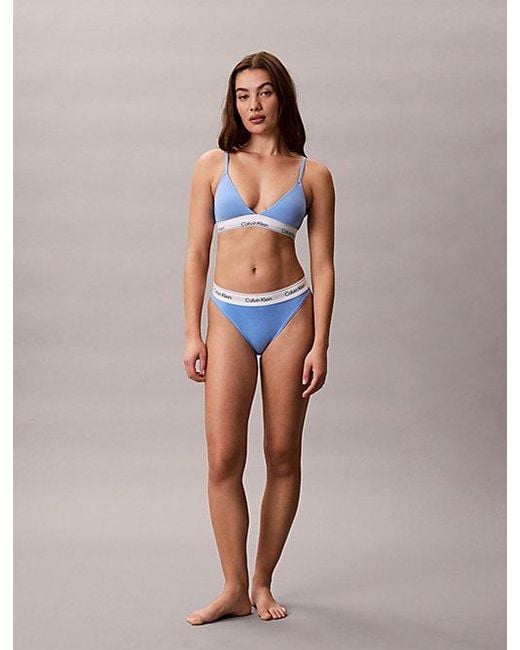 Calvin Klein Blue Lightly Lined Triangle Bralette Icon Cotton Modal