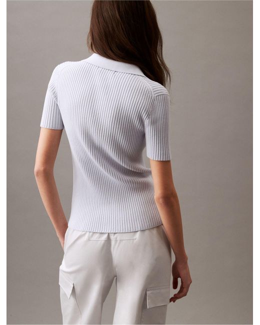 Calvin Klein Multicolor Smooth Cotton Rib Sweater Polo Shirt