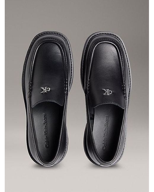 Calvin Klein Gray Jeans Leather Platform Loafers