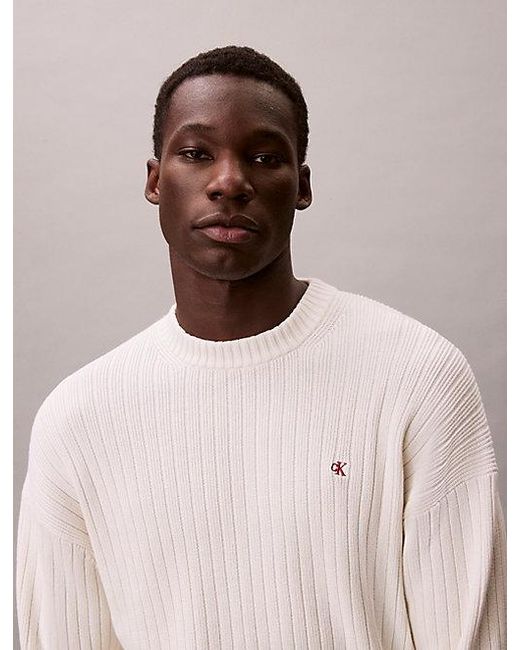 Calvin Klein Natural Jeans Ribbed Cotton Monogram Jumper for men