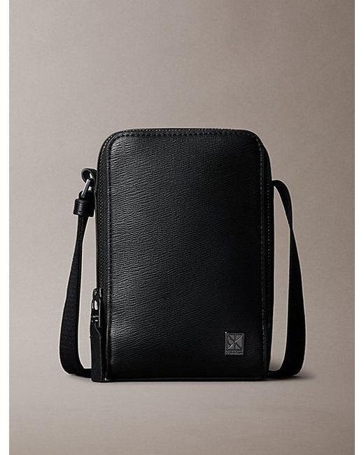 Calvin Klein Black Emblem Hardware Crossbody Phone Bag for men