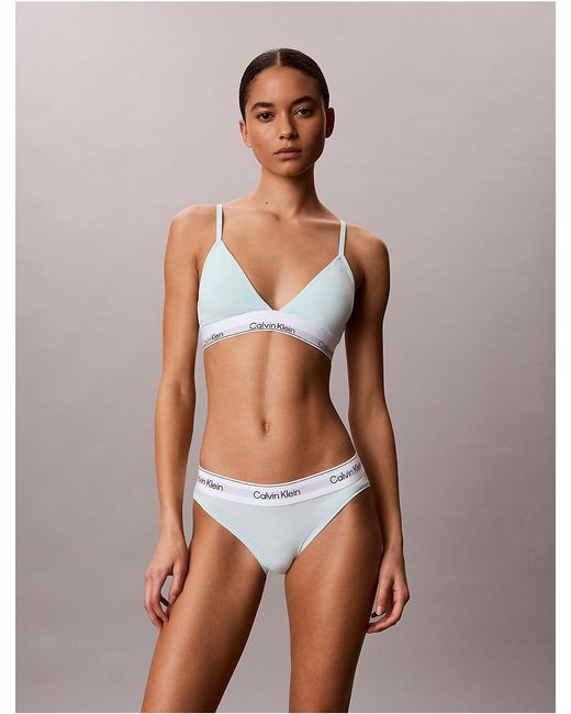 Calvin Klein White Lightly Lined Triangle Bralette Icon Cotton Modal