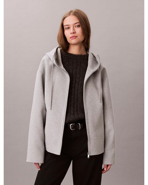 Calvin Klein Natural Double Faced Wool Blend Jacket