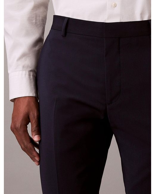 Calvin Klein Blue Slim Tropical Wool Trousers for men