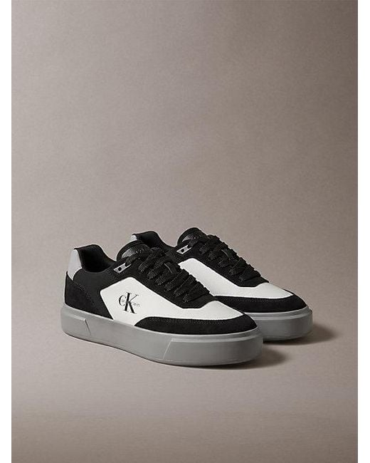 Calvin Klein Metallic Suede And Leather Signature Trainers