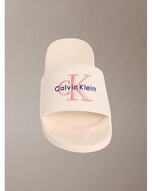 Calvin Klein Multicolor Konturierte Logo-Slippers Aus Canvas