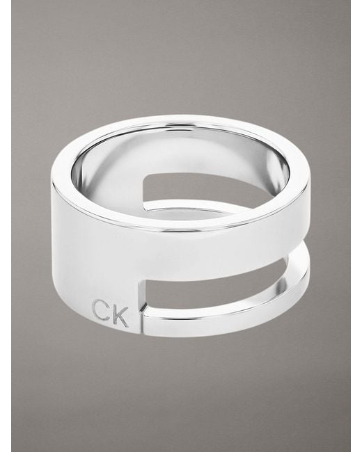 Calvin Klein Gray Minimalistic Stainless Steel Ring