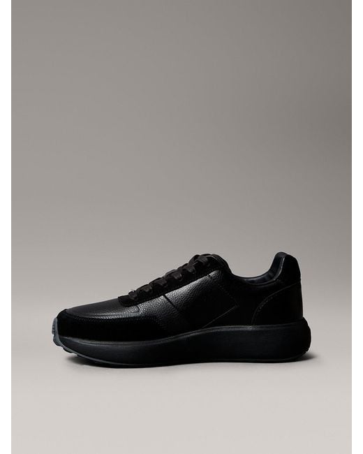 Calvin Klein Black Leather Chunky Runner Trainers for men