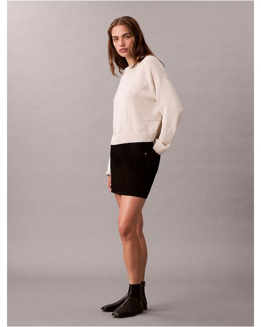 Calvin Klein Natural Calvin Klein Smooth Cotton Relaxed Monogram Logo Sweater