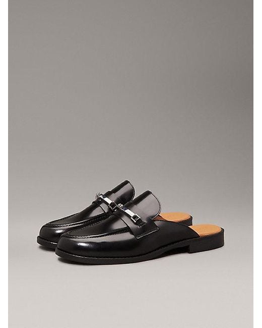 Calvin Klein Gray Leder-Mules