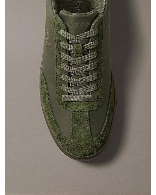 Calvin Klein Brown Suede Mix Signature Logo Trainers for men