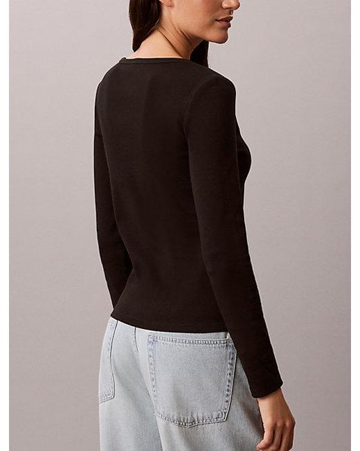 Calvin Klein Black Jeans Ribbed Cotton Long Sleeve Top