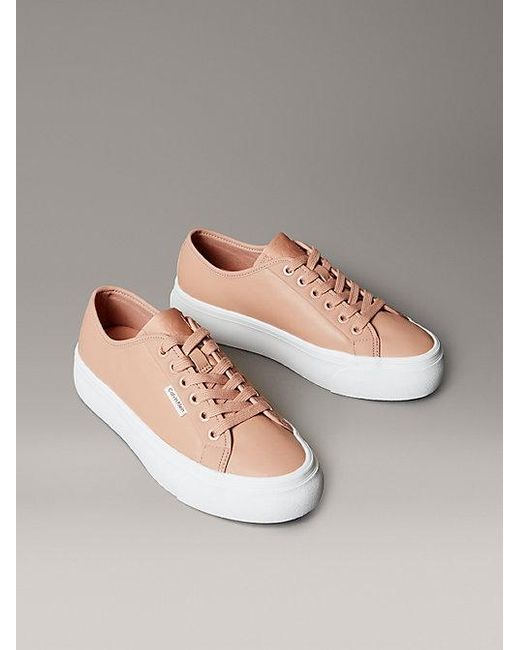 Calvin Klein Gray Jeans Leather Comfort Platform Trainers