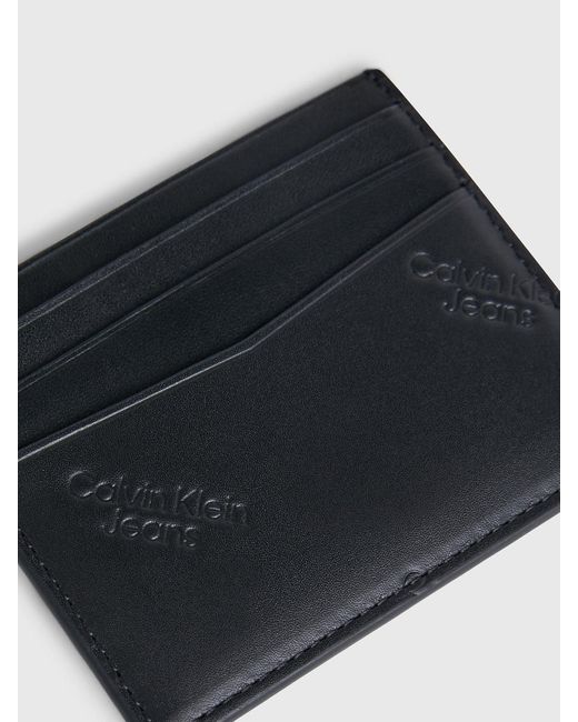 Porte-cartes en cuir avec logo Calvin Klein en coloris Black