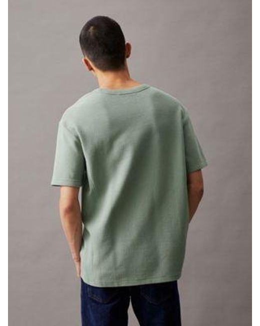 Calvin Klein Lässiges Monogramm-T-Shirt mit Waffelstruktur in Green für Herren