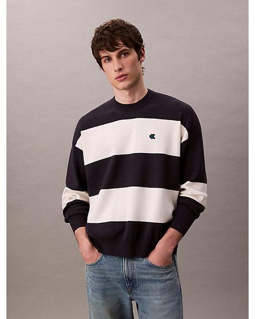 Calvin Klein Relaxed Gebreide Trui Met Strepen in het Blue voor heren