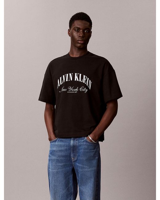 Calvin Klein Black Relaxed Varsity Logo T-Shirt for men
