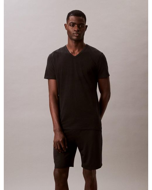 Lot De 3 T-Shirts D'Intérieur À Col En V Calvin Klein pour homme en coloris Black