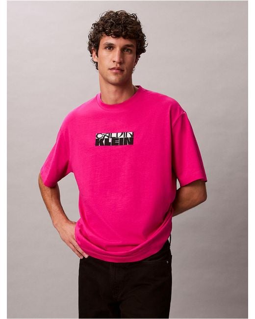 Calvin Klein Pink Calvin Klein Block Logo Graphic Relaxed T-Shirt for men