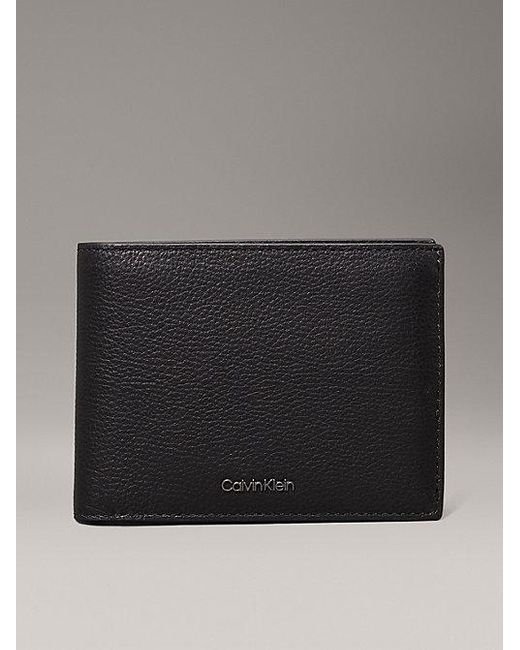 Calvin Klein In Drieën Gevouwen Leren Rfid-Portemonnee in het Black voor heren