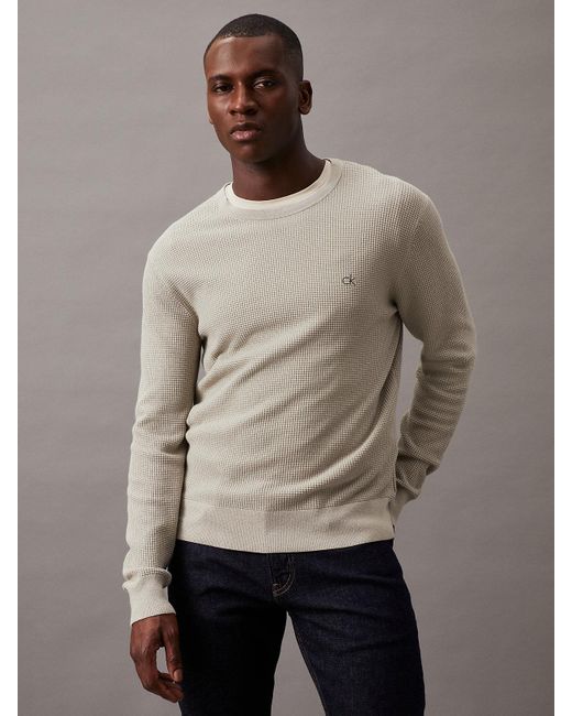 Pull Texturé Gaufré Calvin Klein pour homme en coloris Gray