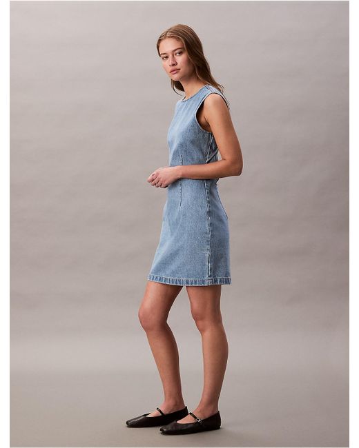 Calvin Klein Blue Open Back Cap Sleeve Dress