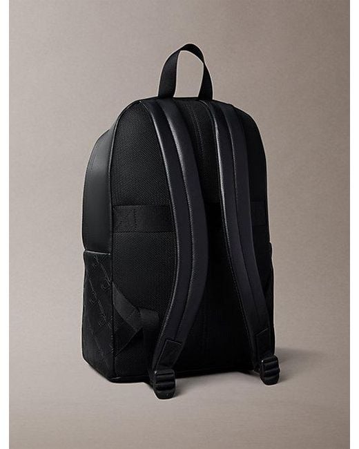 Calvin Klein Black Embossed Emblem Logo Trolley Backpack for men