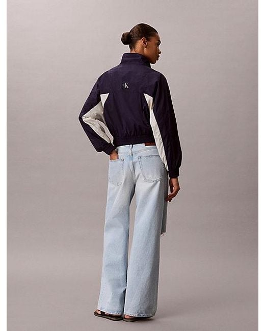 Calvin Klein Blue Jeans Cropped Colour Block Nylon Jacket