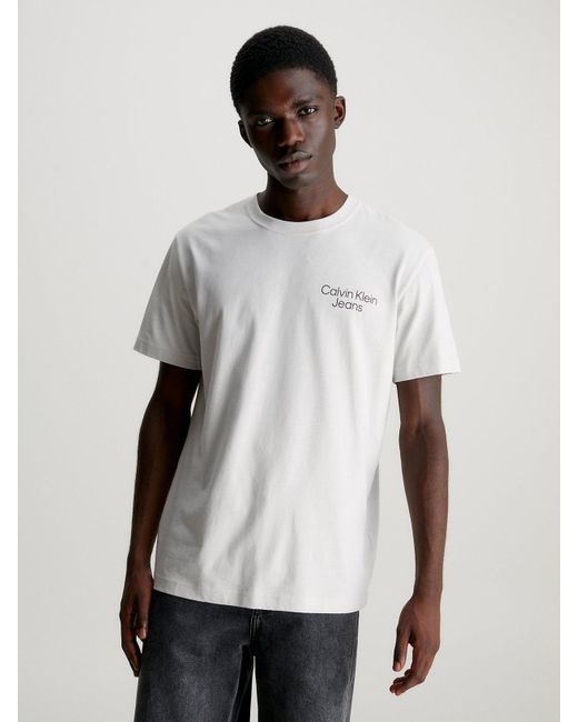 Calvin Klein White Graphic Back Print T-shirt for men